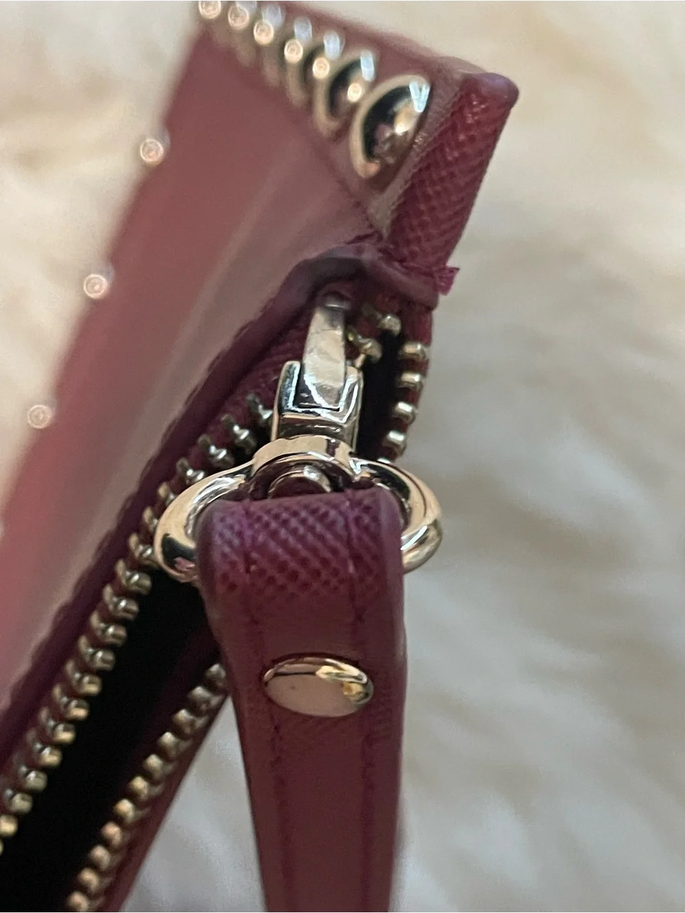 White House Black Market Leather Wine Floral Studded Wristlet
